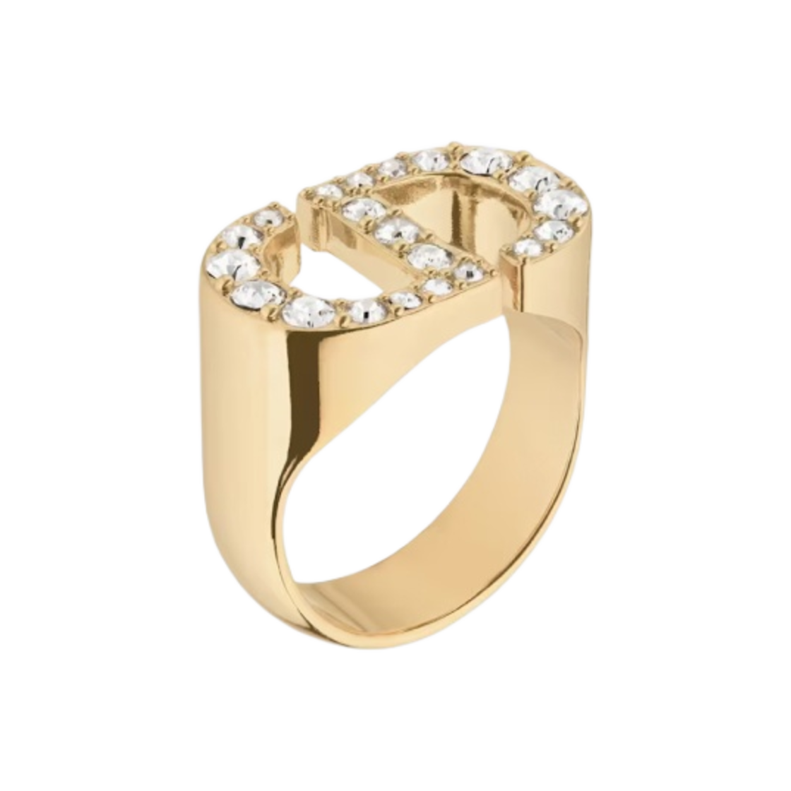 (W) 디올 30 몽테뉴 링 골드 피니쉬 메탈 실버 톤 크리스탈((W) Dior 30 Montaigne Ring Gold Finish Metal Silver Tone Crystals) - 1