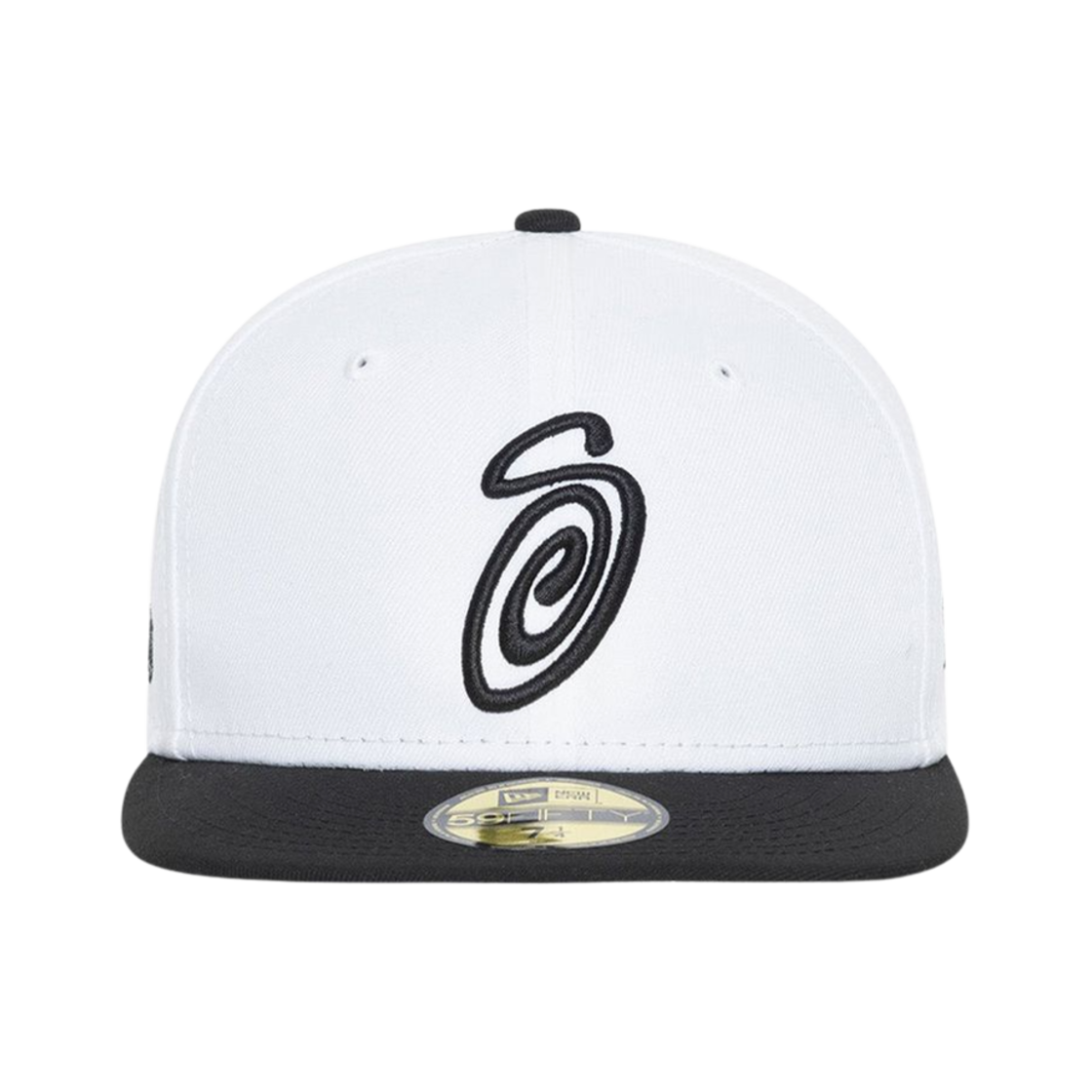 스투시 컬리 S 59피프티 뉴에라 캡 화이트 블랙(Stussy Curly S 59Fifty New Era Cap White Black)