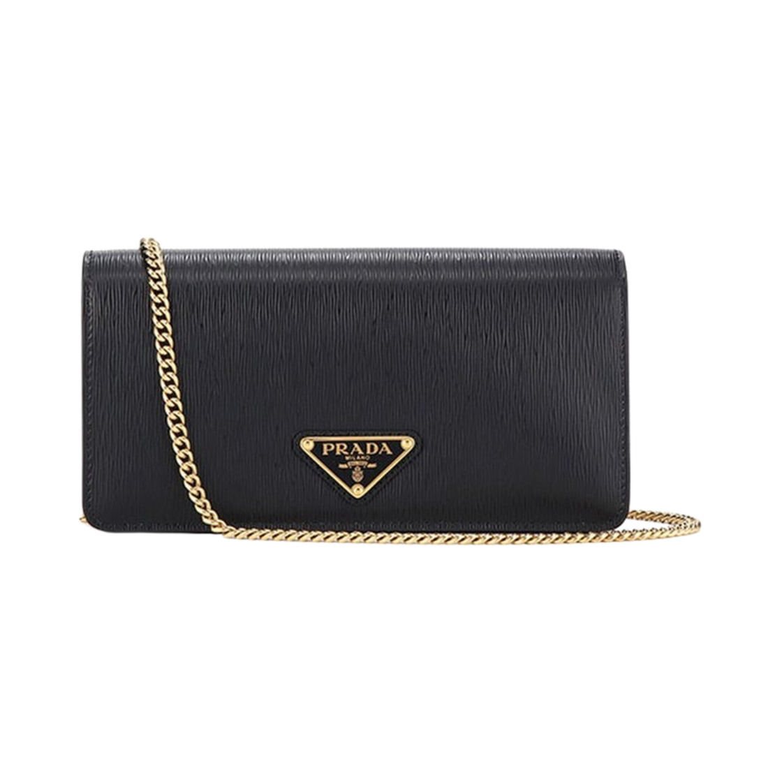 1BP021-2B6P-F0002 Prada Vitello Move Leather Chain Crossbody Bag Black