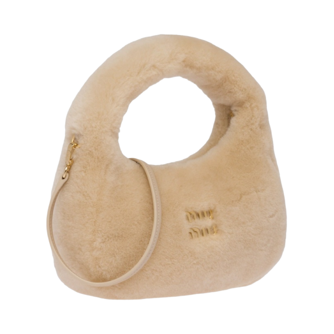 미우 미우 완더 양가죽 호보백 에크루(Miu Miu Wander Sheepskin Hobo Bag Ecru) - 2