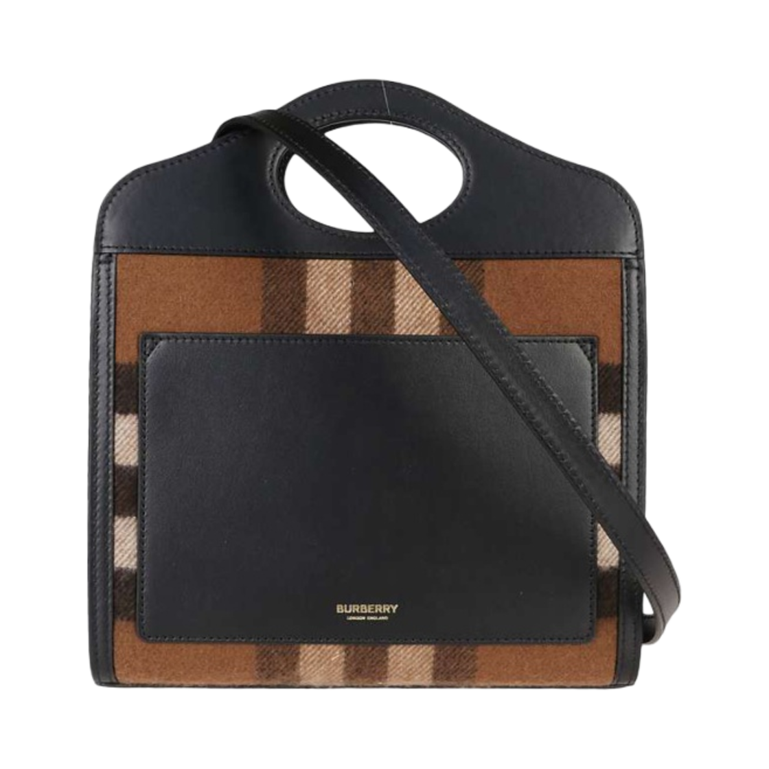 버버리 미니 니트 체크 앤 레더 포켓백 블랙(Burberry Mini Knitted Check and Leather Pocket Bag Black) - 3