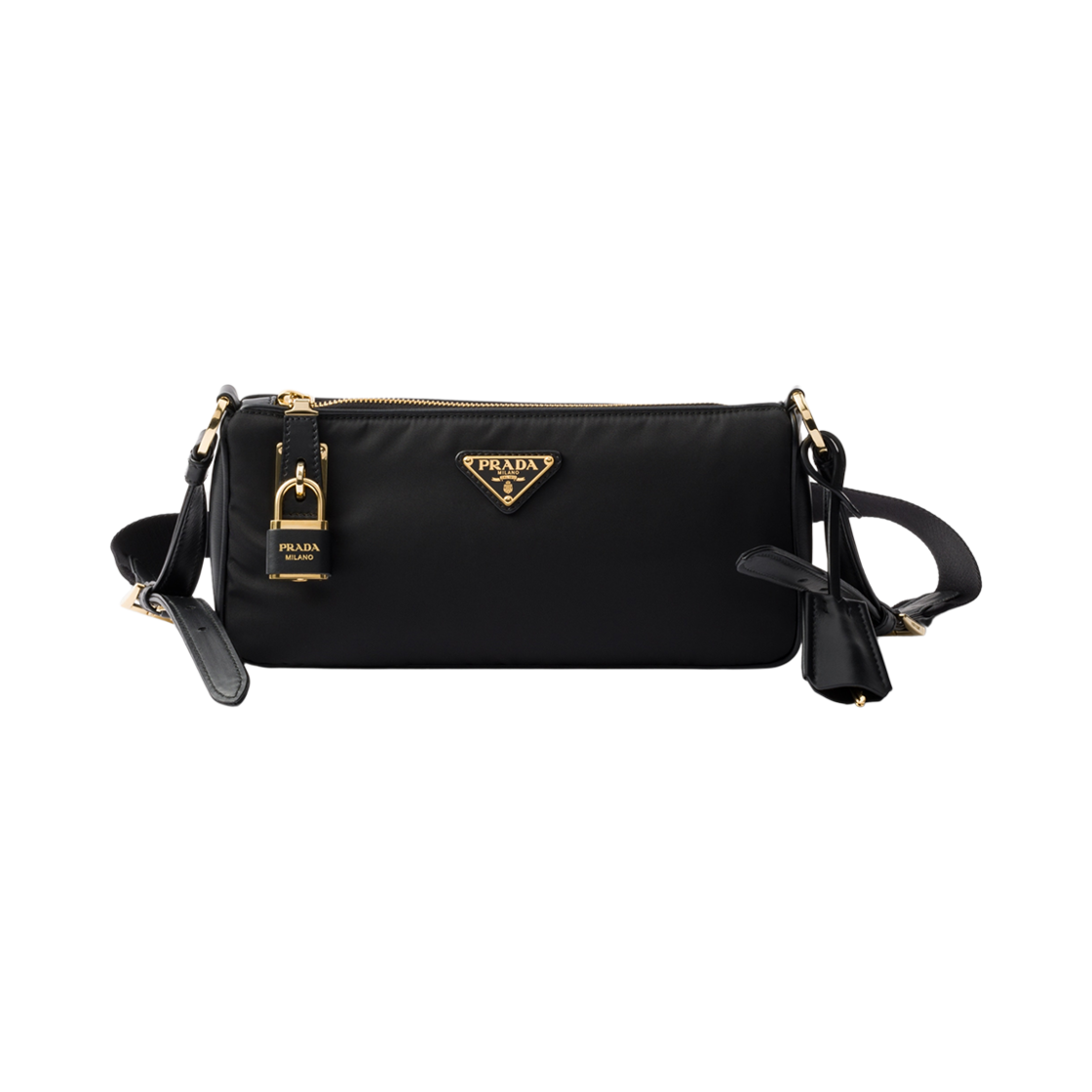 1BC234-2C8Q-F0002 Prada Small Re-Nylon and Leather Shoulder Bag Black