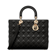 Dior Large Lady Bag Cannage Lambskin Black