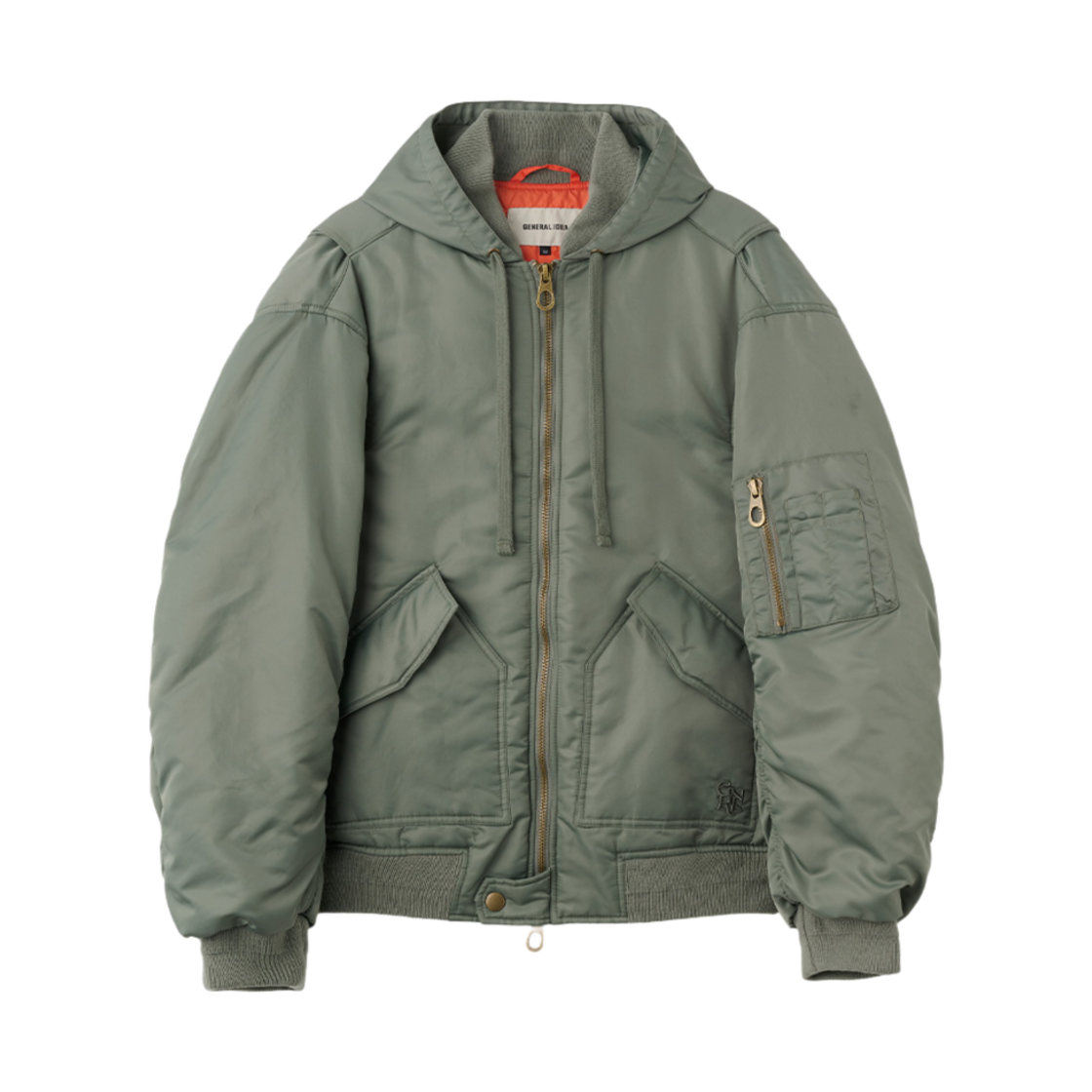 제너럴아이디어 유니섹스 후디 플라이트 봄버 자켓 카키(General Idea Unisex Hoody Flight Bomber Jacket Khaki)