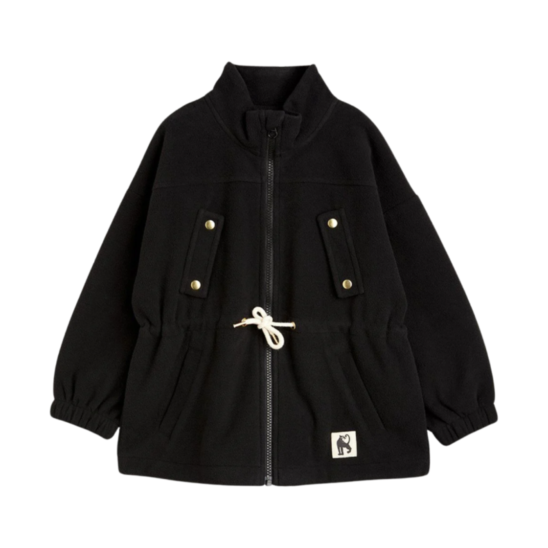 (키즈) 미니 로디니 윈드 플리스 자켓 블랙((Kids) Mini Rodini Wind Fleece Jacket Black)