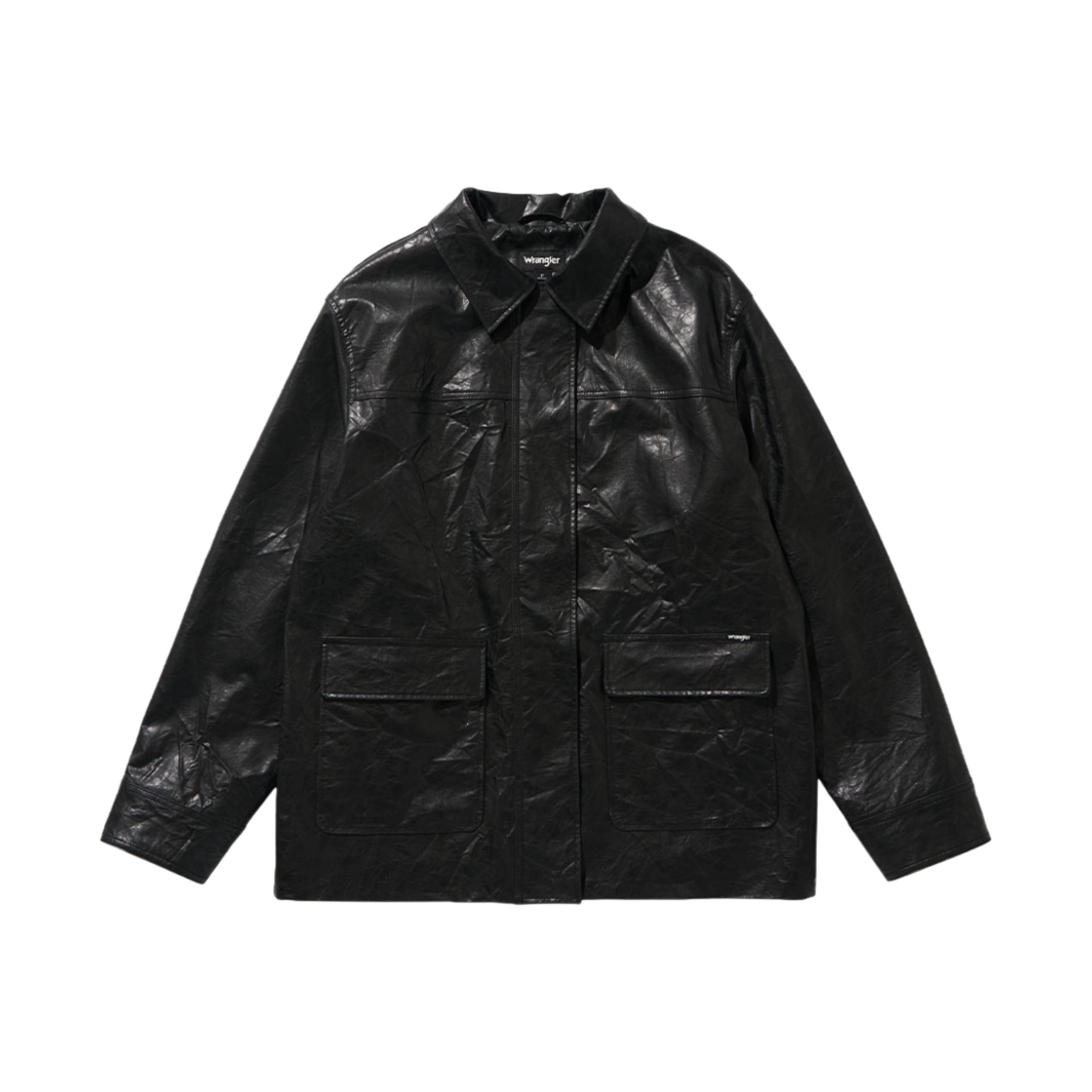 랭글러 폭스 레더 미들 힙 자켓 블랙(Wrangler Faux Leather Middle Hip Jacket Black)