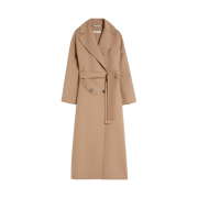 (W) S Max Mara Paride Double Breasted Wool Coat Camel