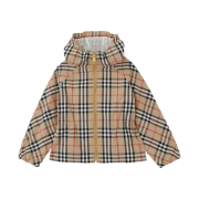 (Kids) Burberry Vintage Check Cotton Hooded Jacket Archive Beige