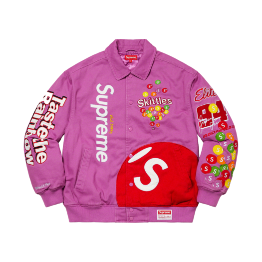Supreme x Skittles Mitchell & Ness Varsity Jacket Purple - 21FW