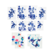 TATTLY Blue Watercolor Tattoo Sticker Set