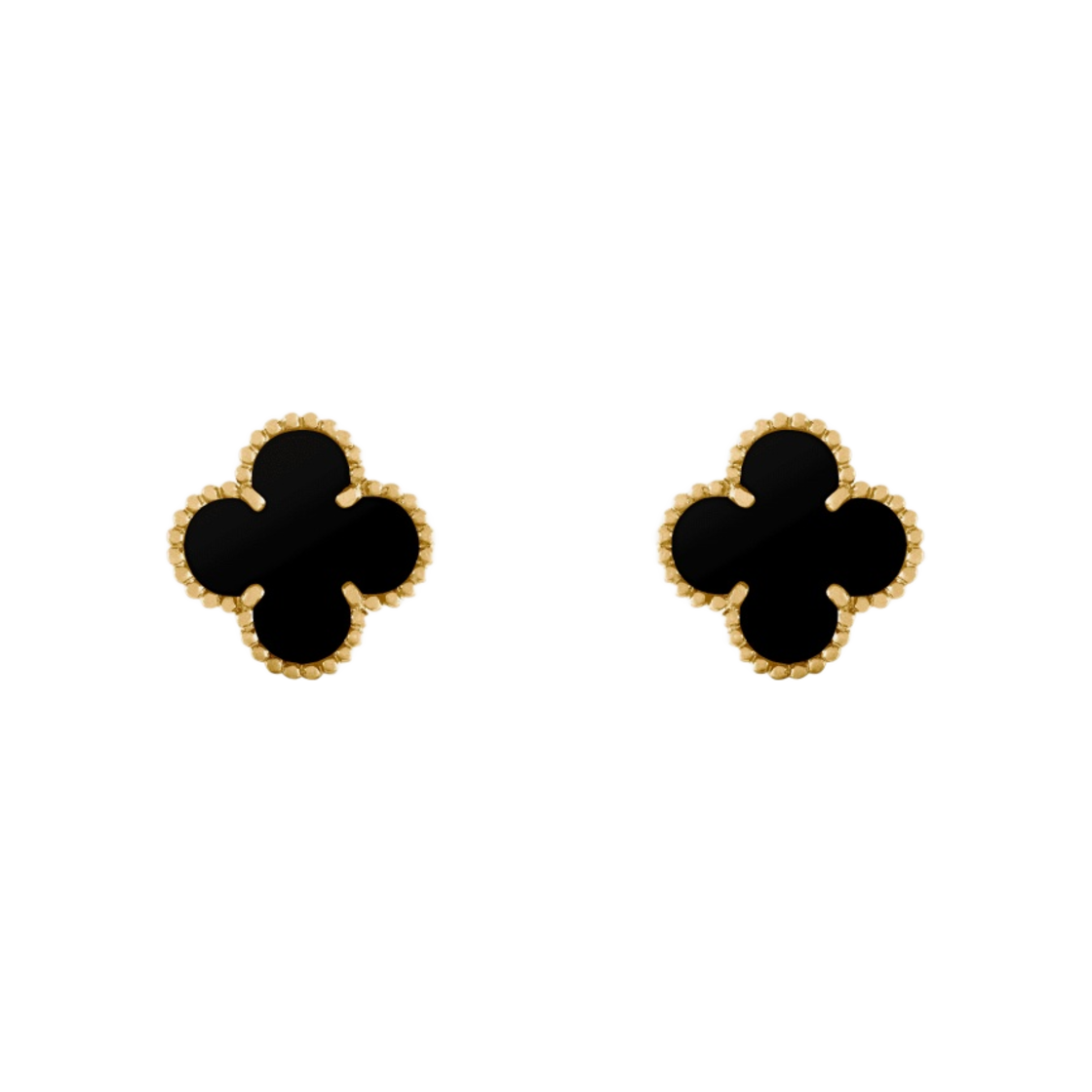 (W) 반 클리프 & 아펠 빈티지 알함브라 이어링 옐로우 골드 오닉스((W) Van Cleef & Arpels Vintage Alhambra Earrings Yellow Gold Onyx)