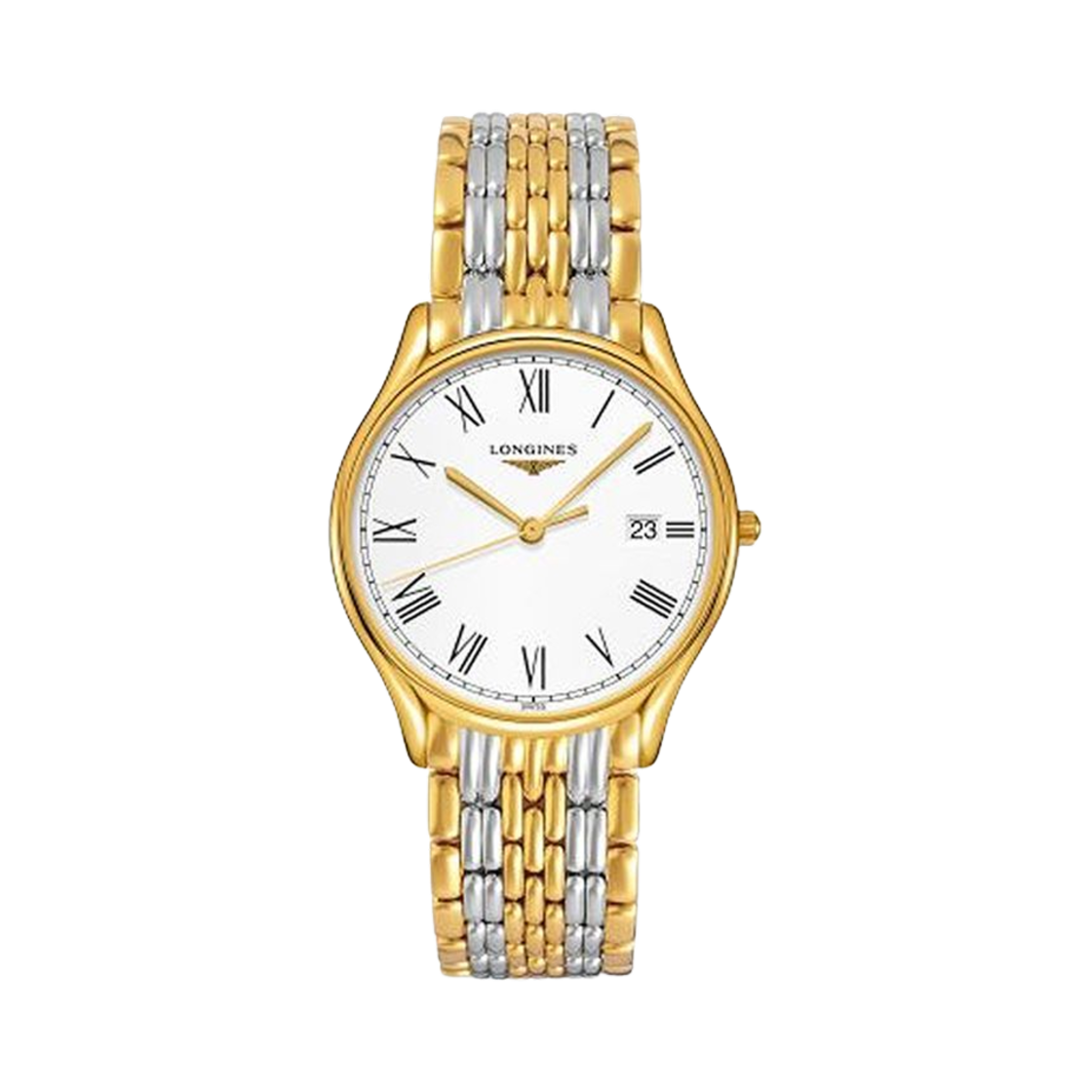 론진 그랑드 클래식 쿼츠 38mm 스테인리스 스틸 옐로우 골드 화이트(Longines Grande Classique Quartz 38mm Stainless Steel Yellow Gold White)