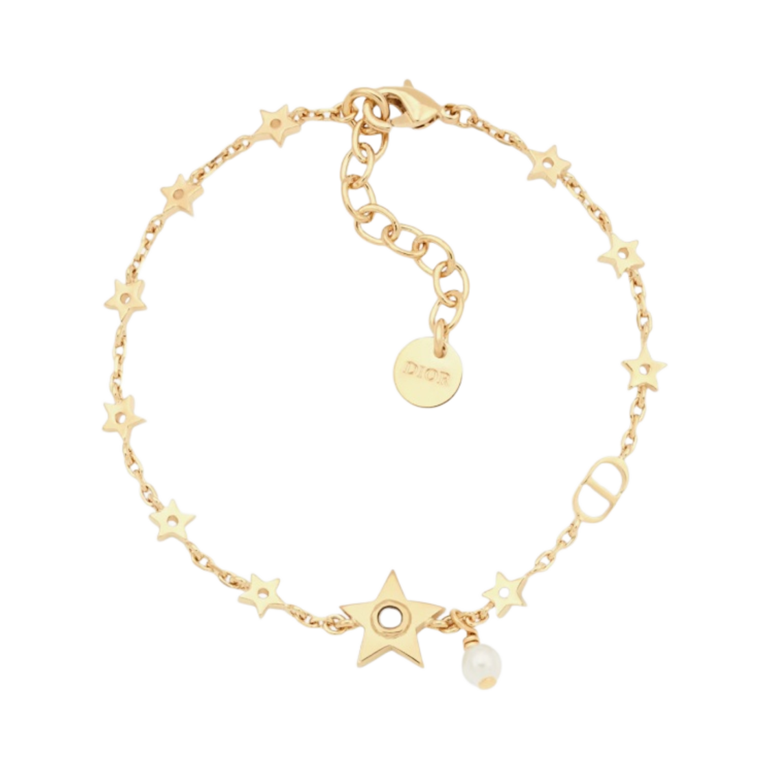 (W) 디올 스타 브레이슬릿 골드 피니쉬 메탈 A 화이트 레진 펄 미러((W) Dior Star Bracelet Gold Finish Metal a White Resin Pearl Mirror) - 1