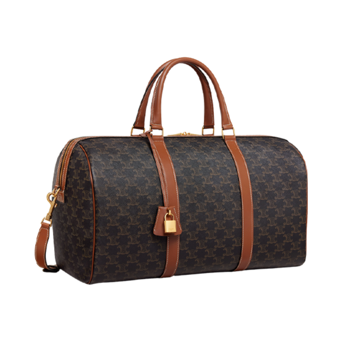 셀린느 미디움 트래블백 트리옹프 캔버스 카프스킨 탄(Celine Medium Travel Bag in Triomphe Canvas Calfskin Tan) - 2