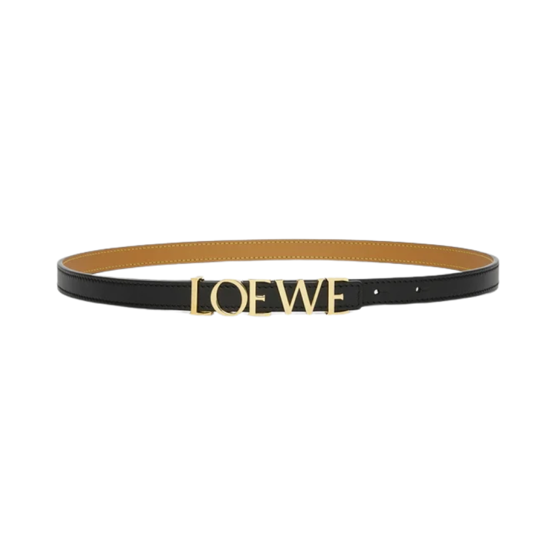 (W) 로에베 스무스 카프스킨 벨트 블랙 골드((W) Loewe Belt in Smooth Calfskin Black Gold) - 1