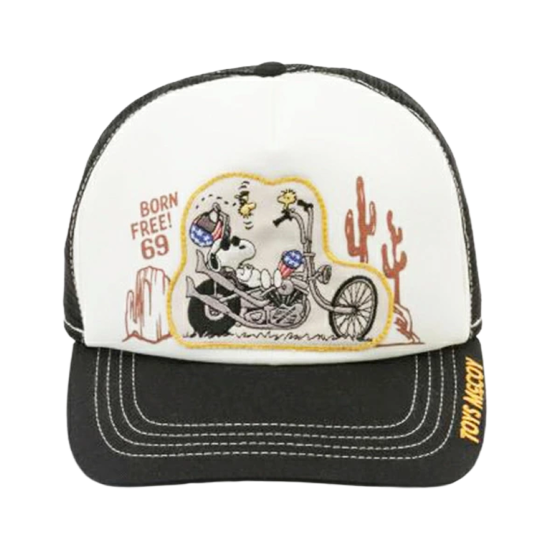 토이즈 맥코이 메쉬 캡 스누피 본 프리! 69 화이트 블랙(Toys McCoy Mesh Cap Snoopy Born Free! 69 White Black)