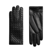 (W) Bottega Veneta Intrecciato Leather Gloves Black