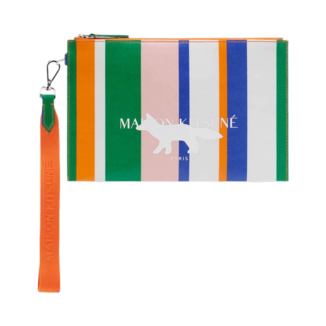 메종 키츠네 스트라이프 코티드 캔버스 파우치 화이트 스트라이프(Maison Kitsune Stripes Coated Canvas Pouch White Stripes) - 1
