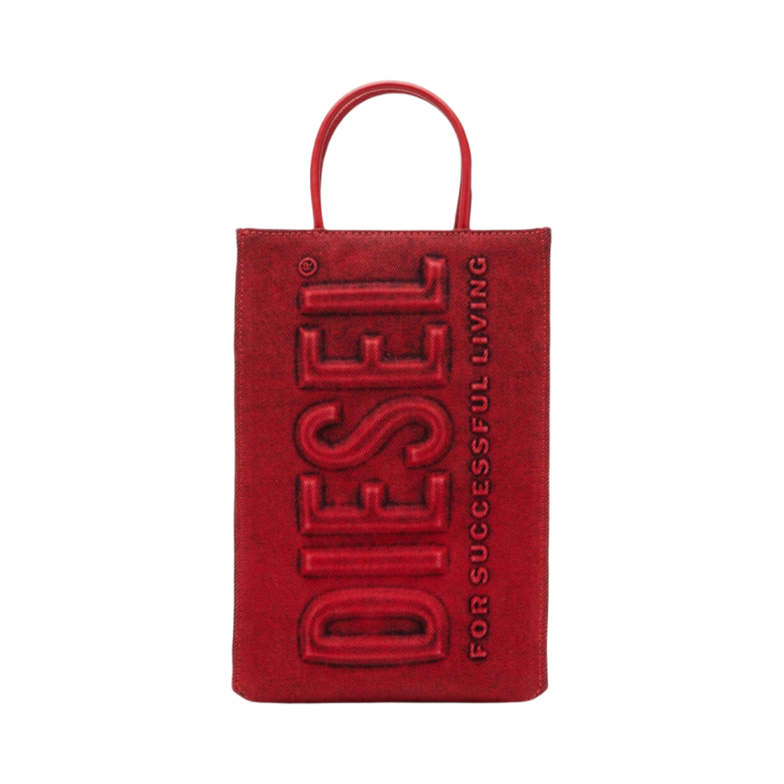 디젤 DSL 쇼퍼 3D 미디움 토트백 인 데님 레더 레드(Diesel DSL Shopper 3D Medium Tote Bag in Denim and Leather Red) - 1