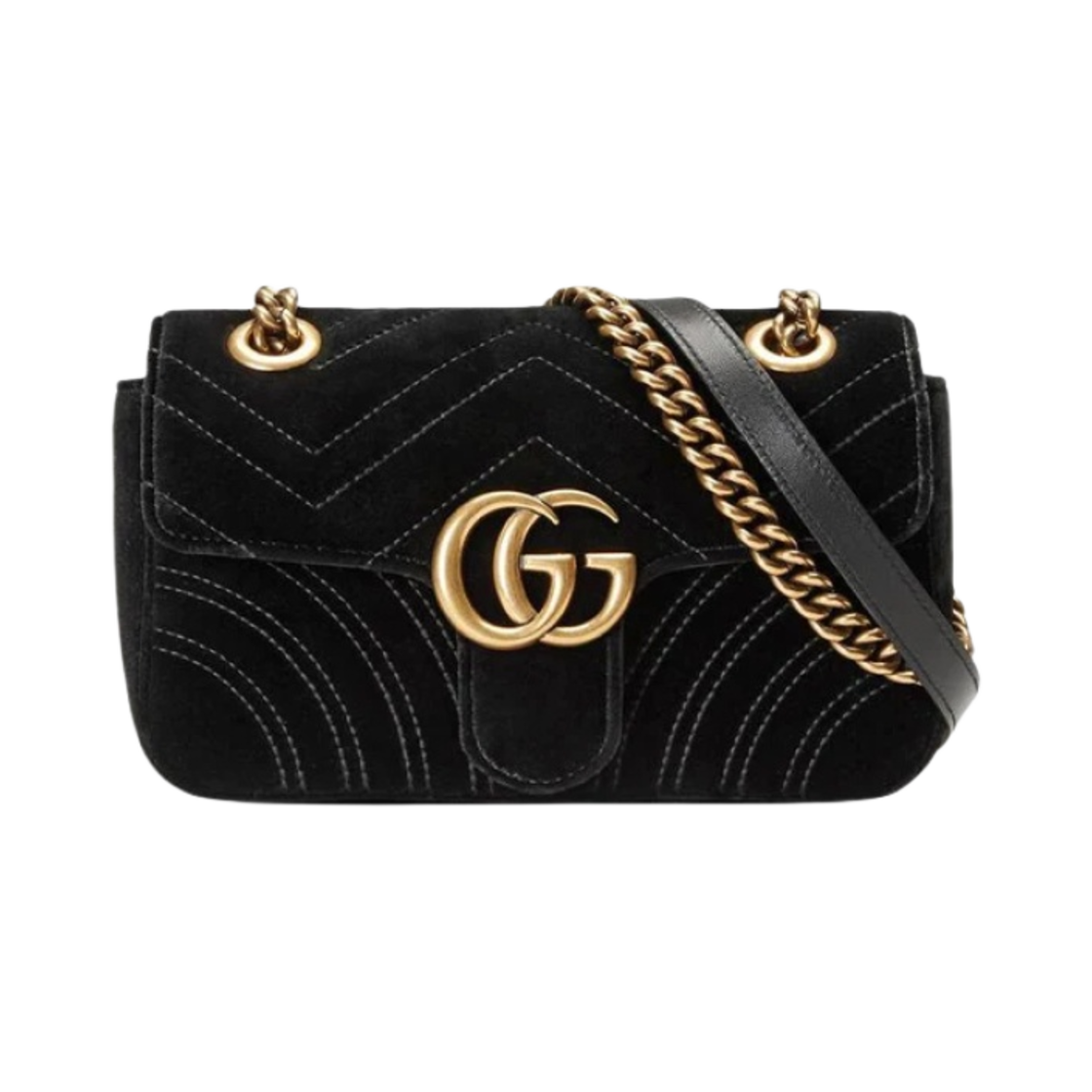 구찌 GG 마몽 미니 체인 숄더백 블랙(Gucci GG Marmont Mini Chain Shoulder Bag Black) - 1