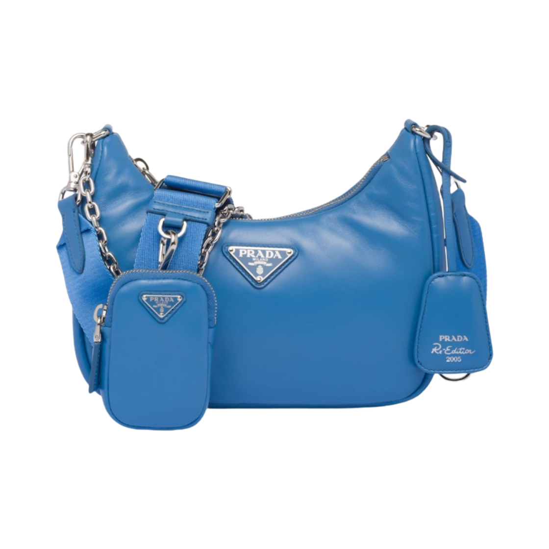 1BH204-2DYI-F0V98 Prada Padded Nappa Leather Prada Re-Edition 2005 Shoulder Bag Light Blue