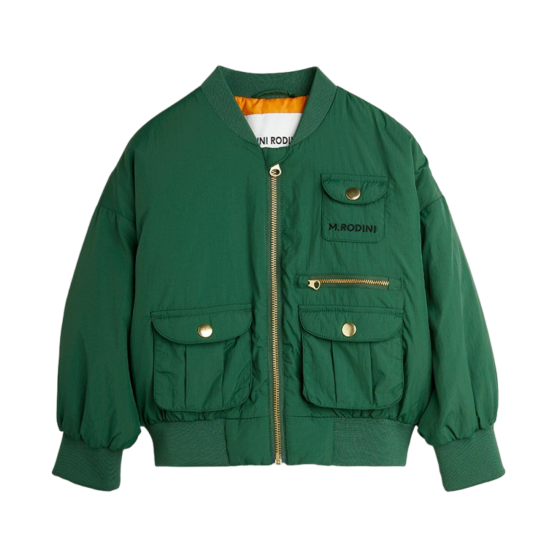 (키즈) 미니 로디니 나일론 베이스볼 자켓 그린((Kids) Mini Rodini Nylon Baseball Jacket Green)