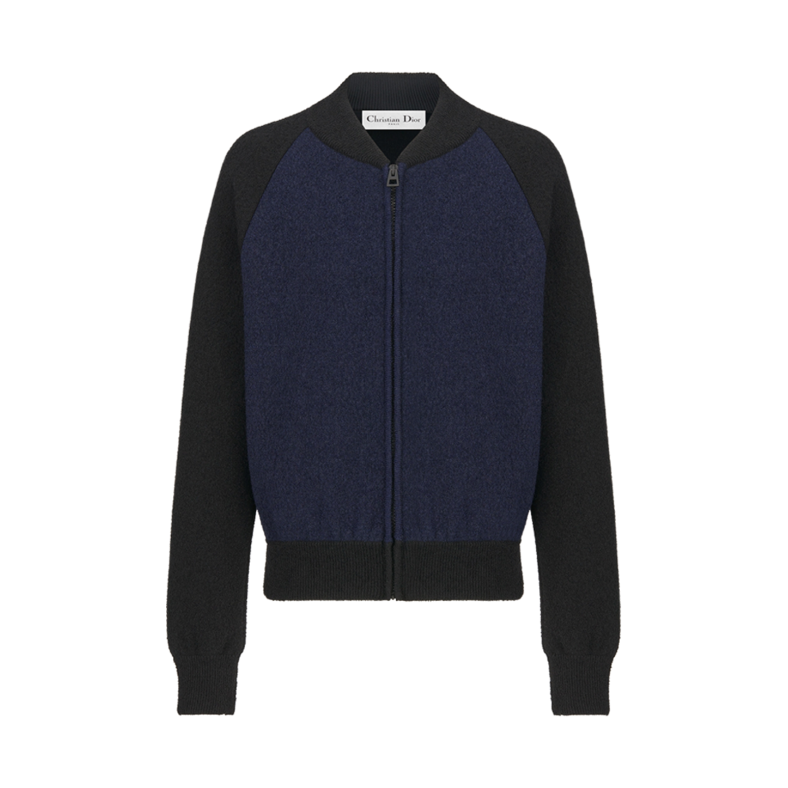 (W) 디올 봄버 자켓 네이비 블루 테크니컬 버진 울 니트 그린 드래곤 모티프((W) Dior Bomber Jacket Navy Blue Technical Virgin Wool Knit Green Dragon Motif) - 2