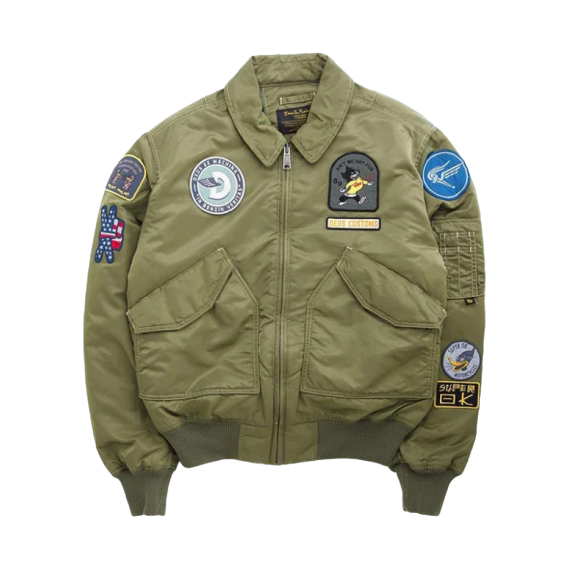 DMW2061233 Deus Ex Machina Flight Overdye Jacket Olive Drab