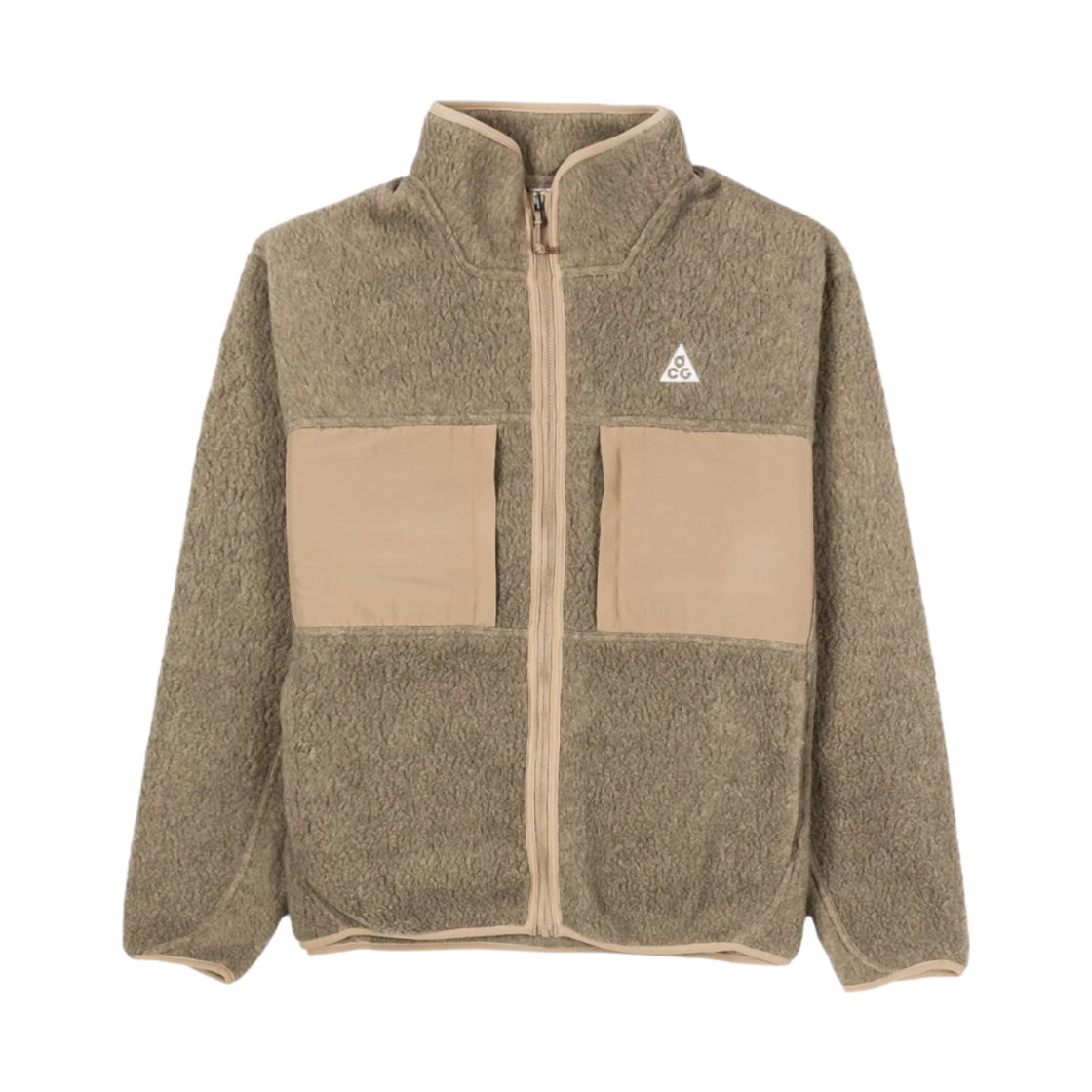 나이키 ACG 아크틱 울프 풀 집 탑 카키 라이트 아이언 오어 - 아시아(Nike ACG Arctic Wolf Full Zip Top Khaki Light Iron Ore - Asia)