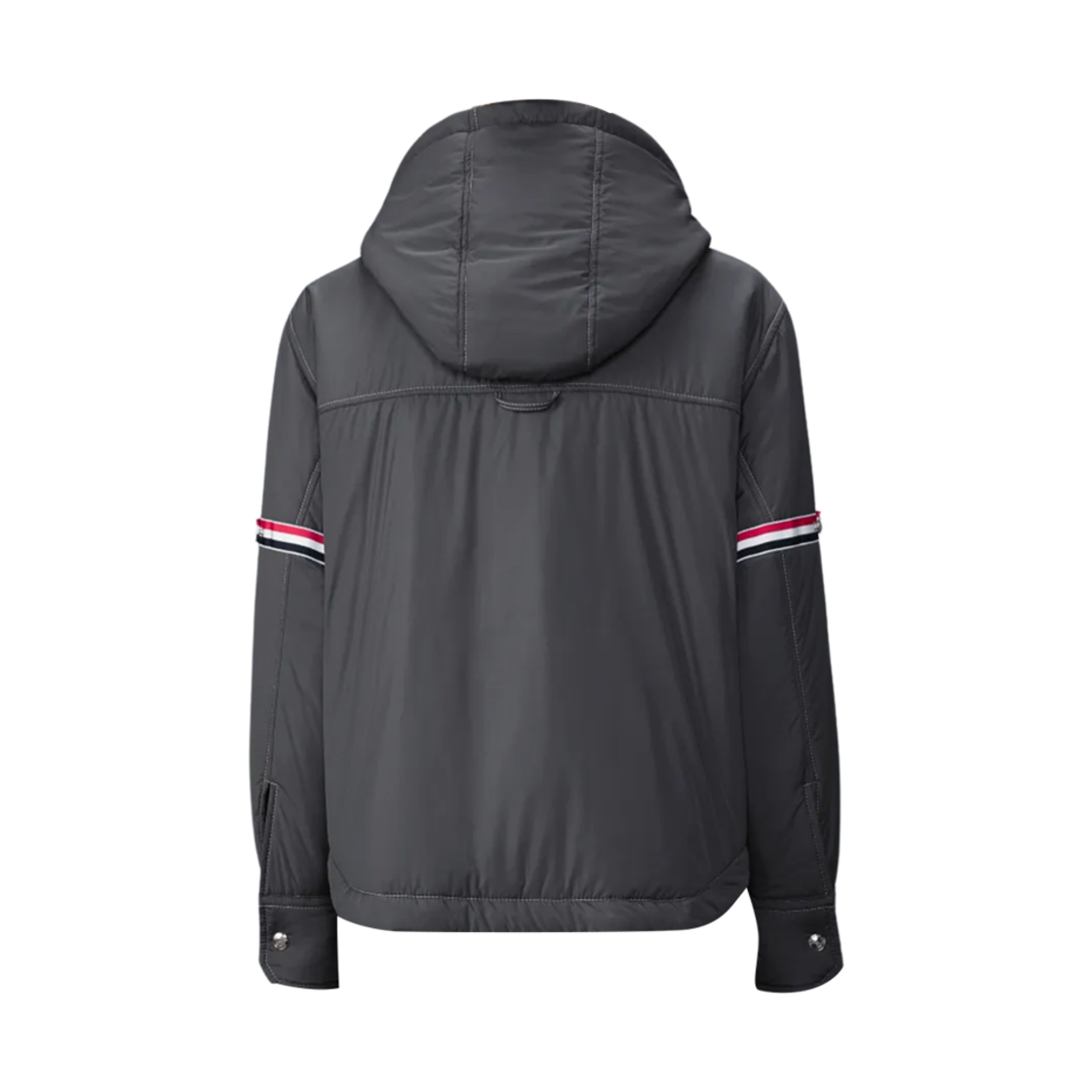 (W) 톰브라운 울트라 라이트 나일론 테크 다운 필드 암밴드 후드 셔츠 헴 자켓 그레이((W) Thom Browne Ultra Light Nylon Tech Down Filled Armband Hoodie Shirt Hem Jacket Grey) - 2