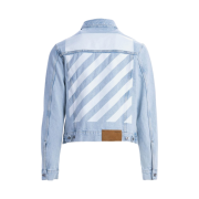 Off-White Diagonal Tab Slim Denim Jacket Bleach Blue White