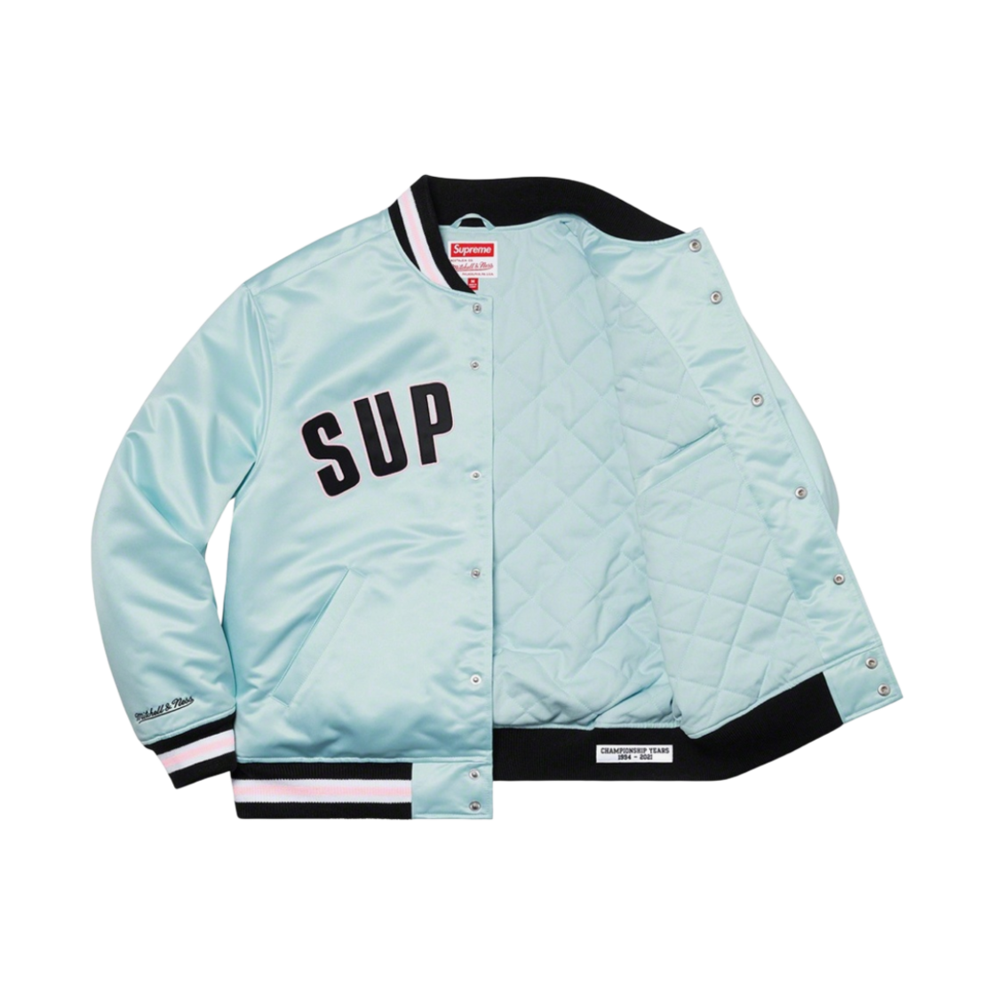 슈프림 미첼 & 네스 사틴 바시티 자켓 라이트 블루 - 21SS(Supreme Mitchell & Ness Satin Varsity Jacket Light Blue - 21SS) - 2