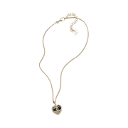 (W) Chanel Pendant Necklace Metal Strass & Gold Black Dark Gold Crystal