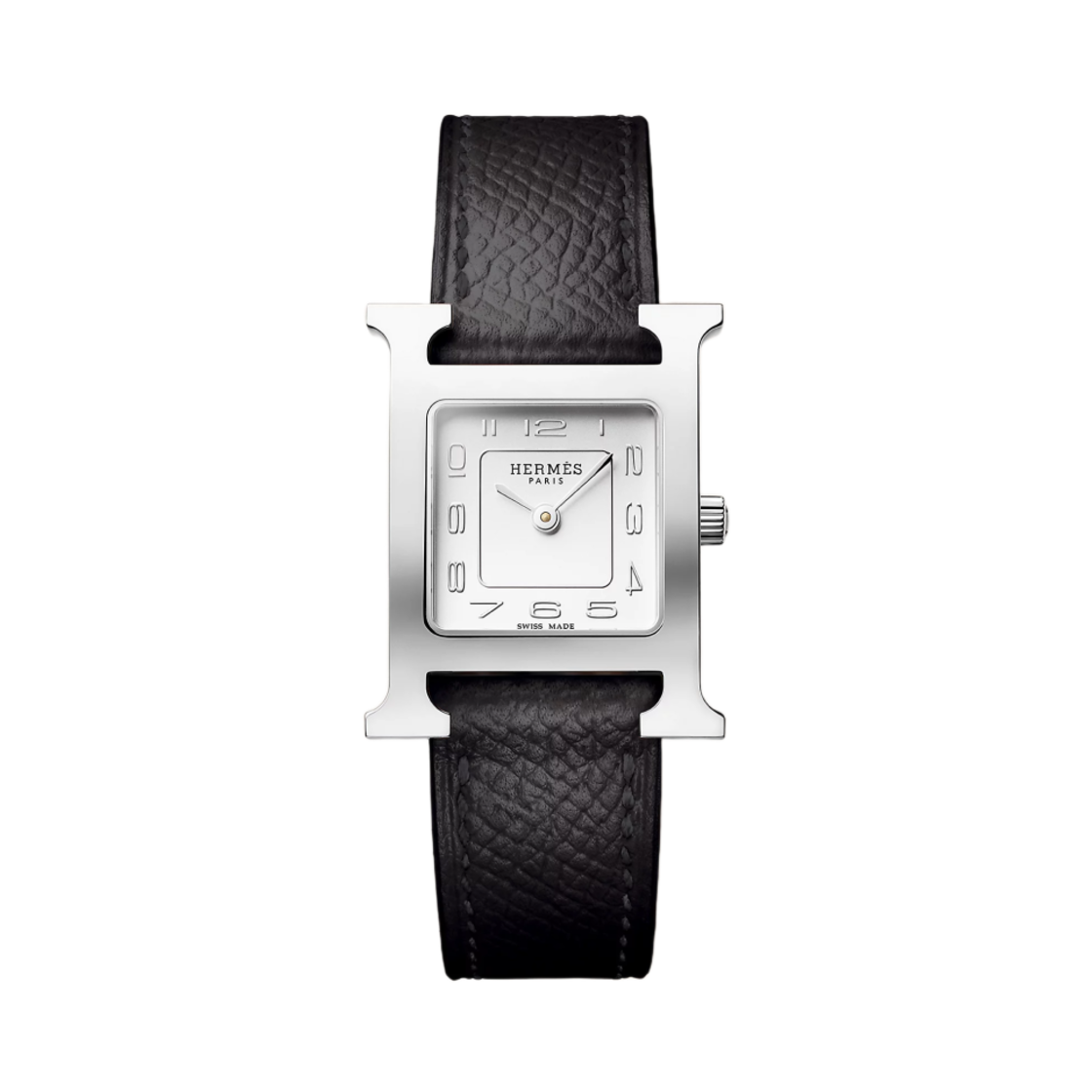 W404216WW00 Hermes Heure H Watch Small Noir Epsom Calfskin Strap & Steel