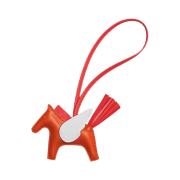 Hermes Rodeo Pegase PM Charm Milo Swift & Cornaline Rose Texas Blanc
