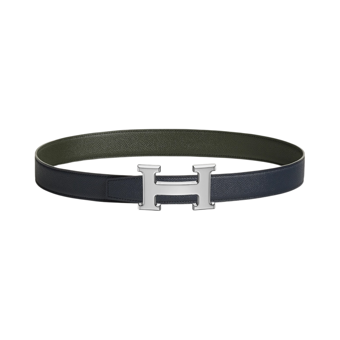 에르메스 H 벨트 버클 & 리버서블 가죽 스트랩 32mm & 실버 블루 인디고 베르 드 그리(Hermes H Belt Buckle & Reversible Leather Strap 32mm & Silver Bleu Indigo Vert De Gris) - 1