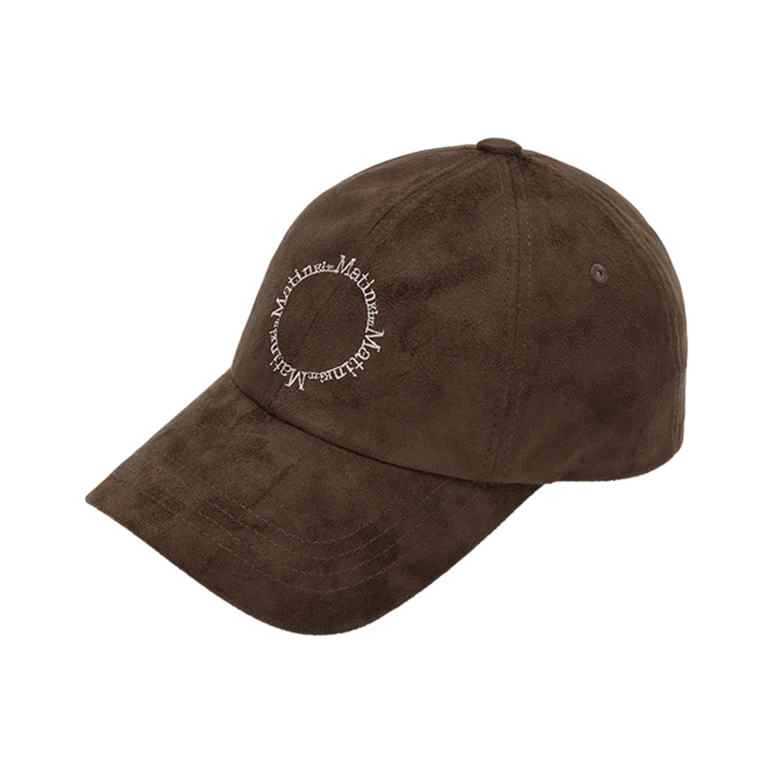 (W) 마뗑킴 서클 로고 스웨이드 볼캡 브라운((W) Matin Kim Circle Logo Suede Ball Cap Brown) - 1
