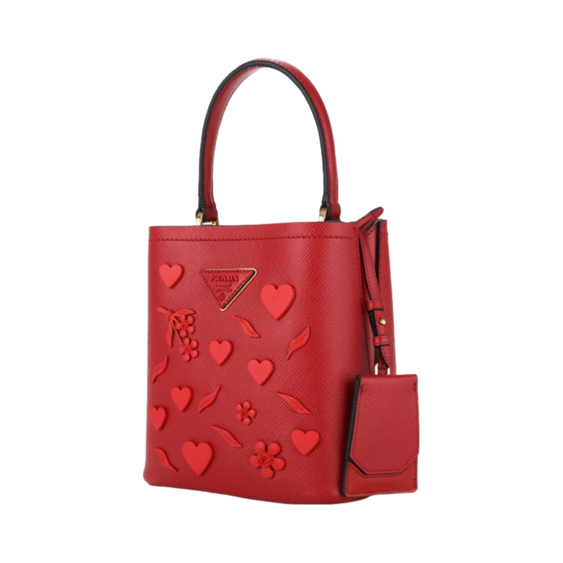 프라다 스몰 사피아노 레더 하트 파니에백 파이어리 레드(Prada Small Saffiano Leather Heart Panier Bag Fiery Red) - 2