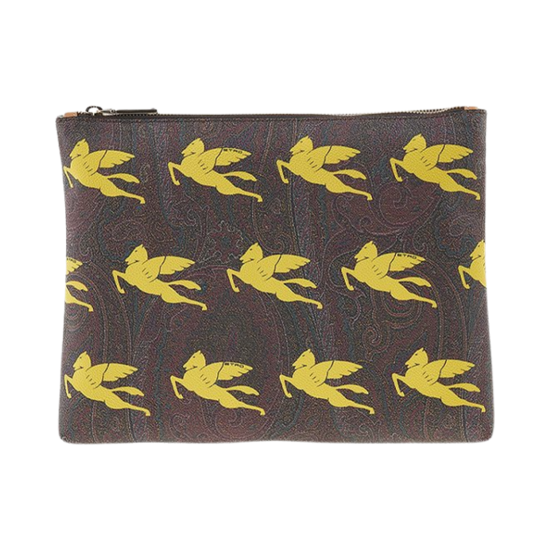 1E5792846700 Etro Pegasus Paisley Clutch Brown Yellow