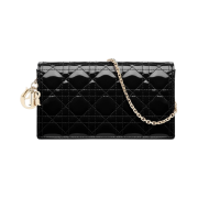 Dior Lady Pouch Patent Cannage Calfskin Black