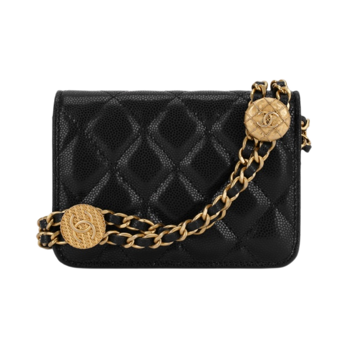 샤넬 체인 달린 미니백 유광 그레인드 카프스킨 & 골드 메탈 블랙(Chanel Clutch with Chain Shiny Grained Calfskin & Gold Black) - 2