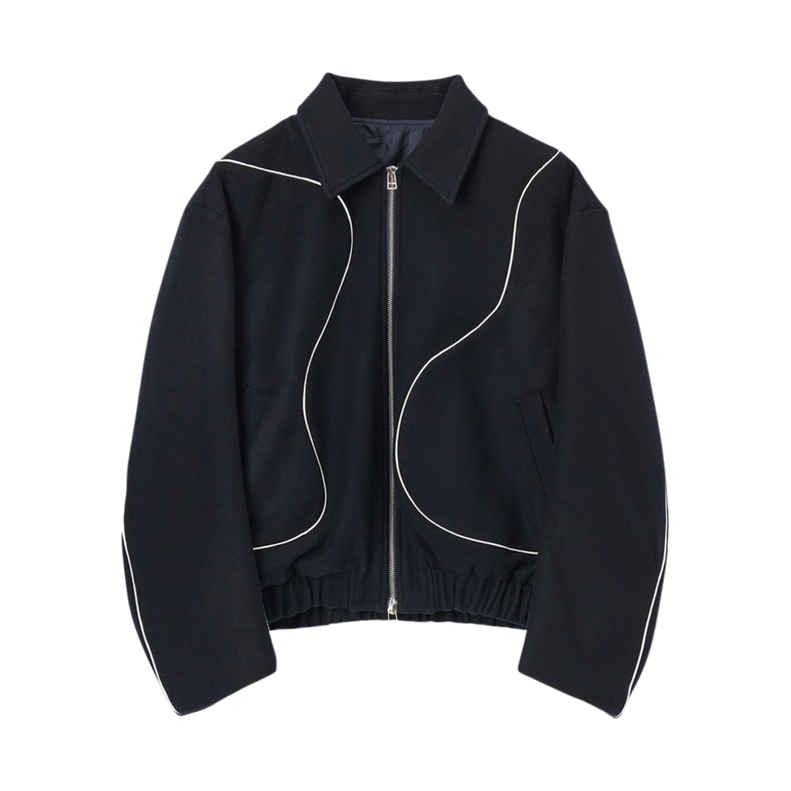 타이핑 미스테이크 볼루미너스 파이핑 블루종 다크 네이비(Typing Mistake Volumninous Piping Blouson Dark Navy)