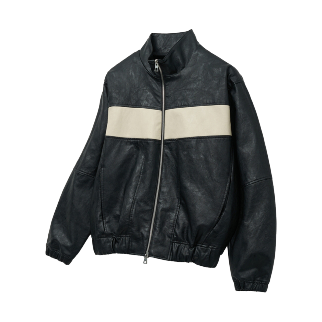 티엔지티 페이크 레더 블루종 블랙