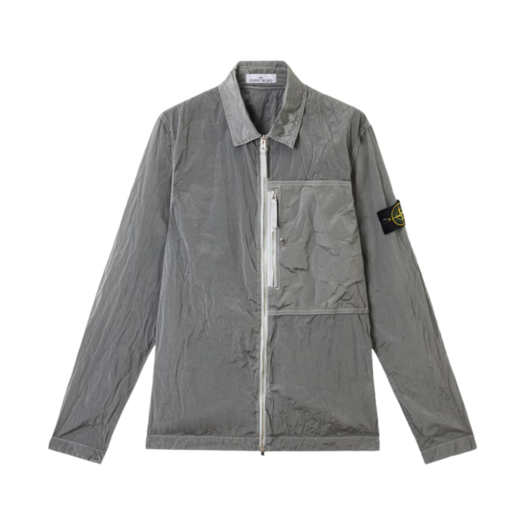 K1S1512000-05S0019-V0061 Stone Island 1200005 Nylon Metal in Econyl Overshirt with Pocket and Two-Way Zipper Pearl Grey - 25SS