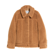 (W) Max Mara Tteddino Short Jacket In Teddy Fabric Camel