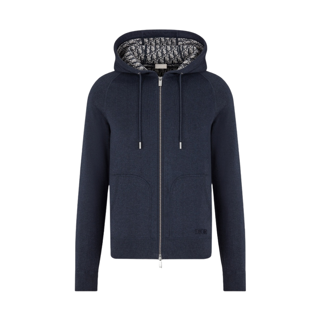 113M221AT225-C585 Dior Track Jacket Navy Blue Knit Cashmere