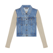 (W) Diesel M-Itzee Knit and Denim Trucker Jacket Medium Blue