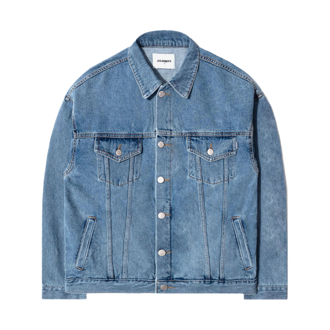 Q4SMJK004BLU QT8 GARMENTS Washing Denim Trucker Blue