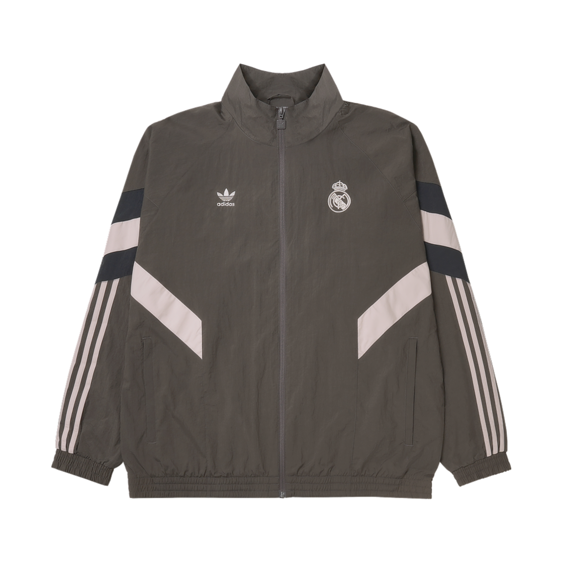 아디다스 레알 마드리드 오리지널스 트랙 탑 차콜 그레이 - US 사이즈(Adidas Real Madrid Originals Track Top Charcoal Grey - US Sizing)