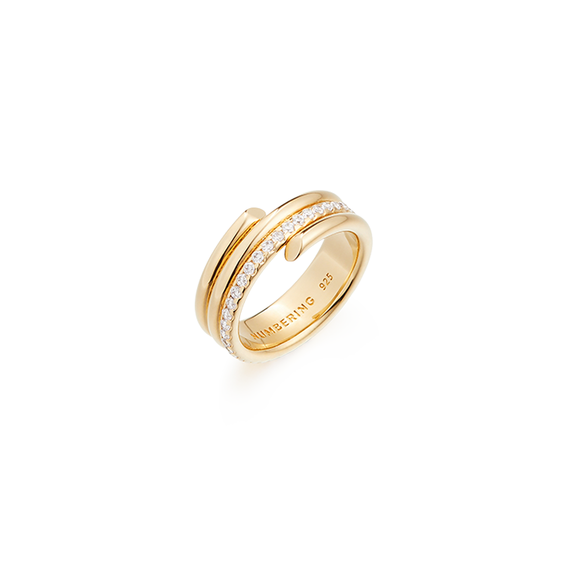 넘버링 #8407 코일 스파이럴 파베 링 골드(NUMBERING #8407 Coil Spiral Pave Ring Gold)
